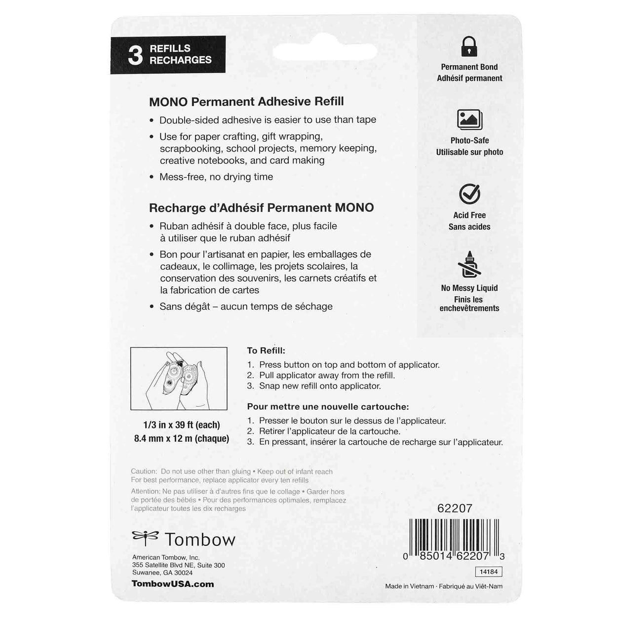 Mono Permanent Adhesive Refill - 3PK