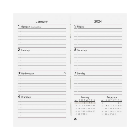 Scully 2025 1008A Pocket Weekly Refill (3.25" x 6" - Sewnbound)