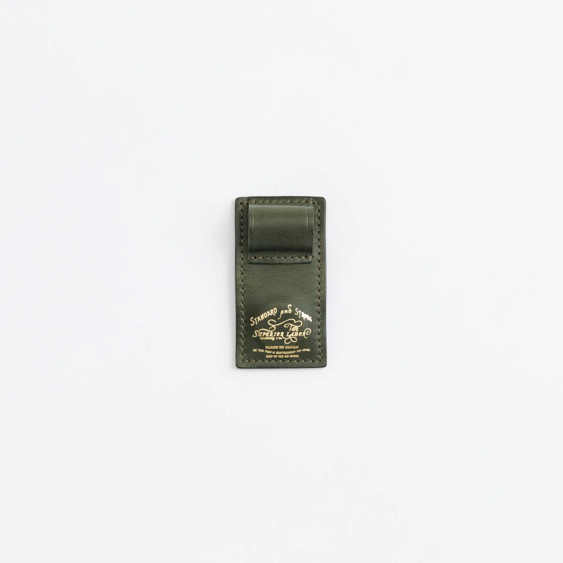 The Superior Labor Tochigi Pull-Up Leather Magnet Pen Clip - Olive