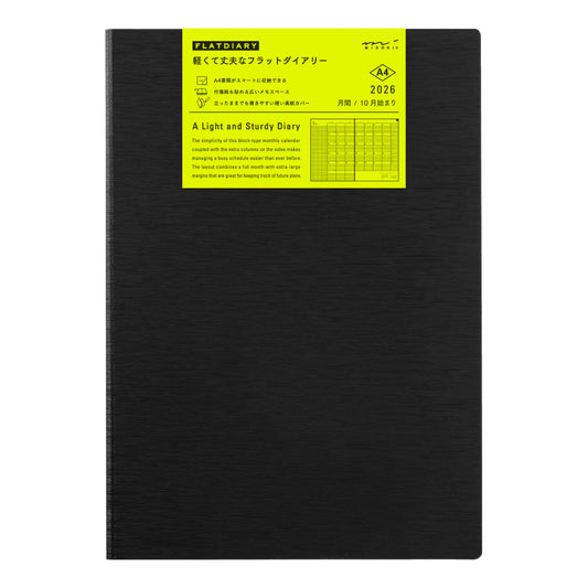 Midori 2026 A4 Flat Diary - Black