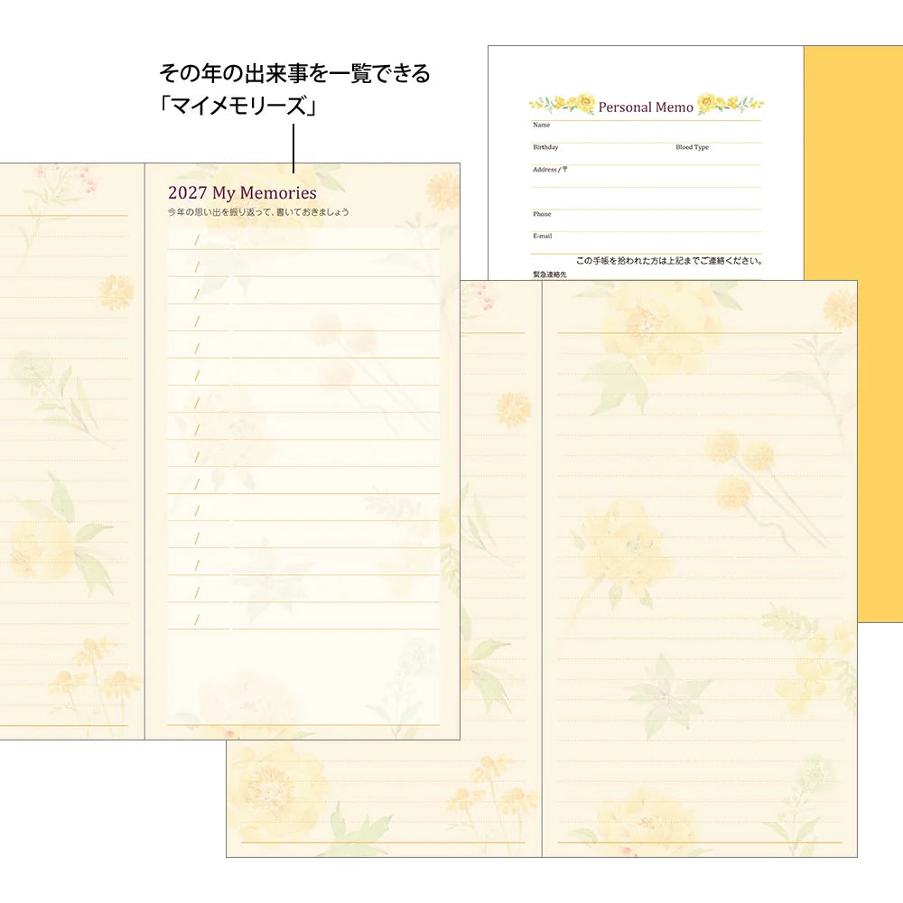 Midori 2027 Slim Pocket Diary - Flower
