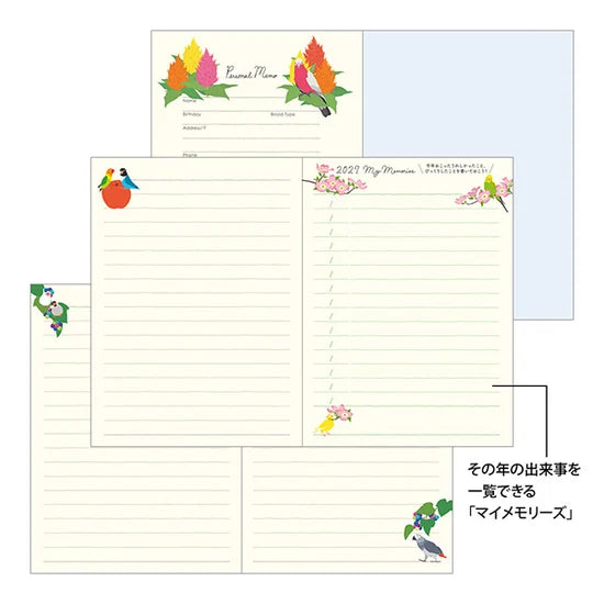 Midori 2027 A6 Pocket Diary - Bird