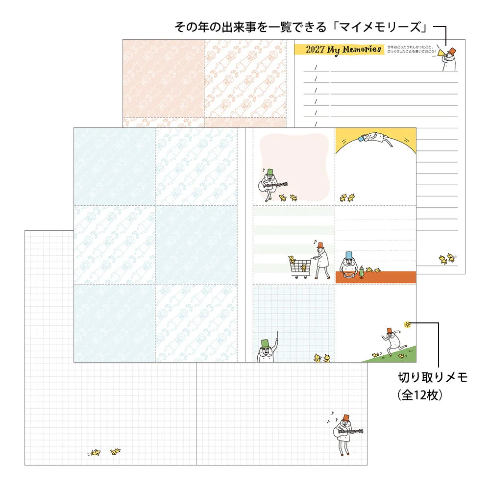 Midori 2027 A6 Pocket Diary - Ojisan: Weekly Block