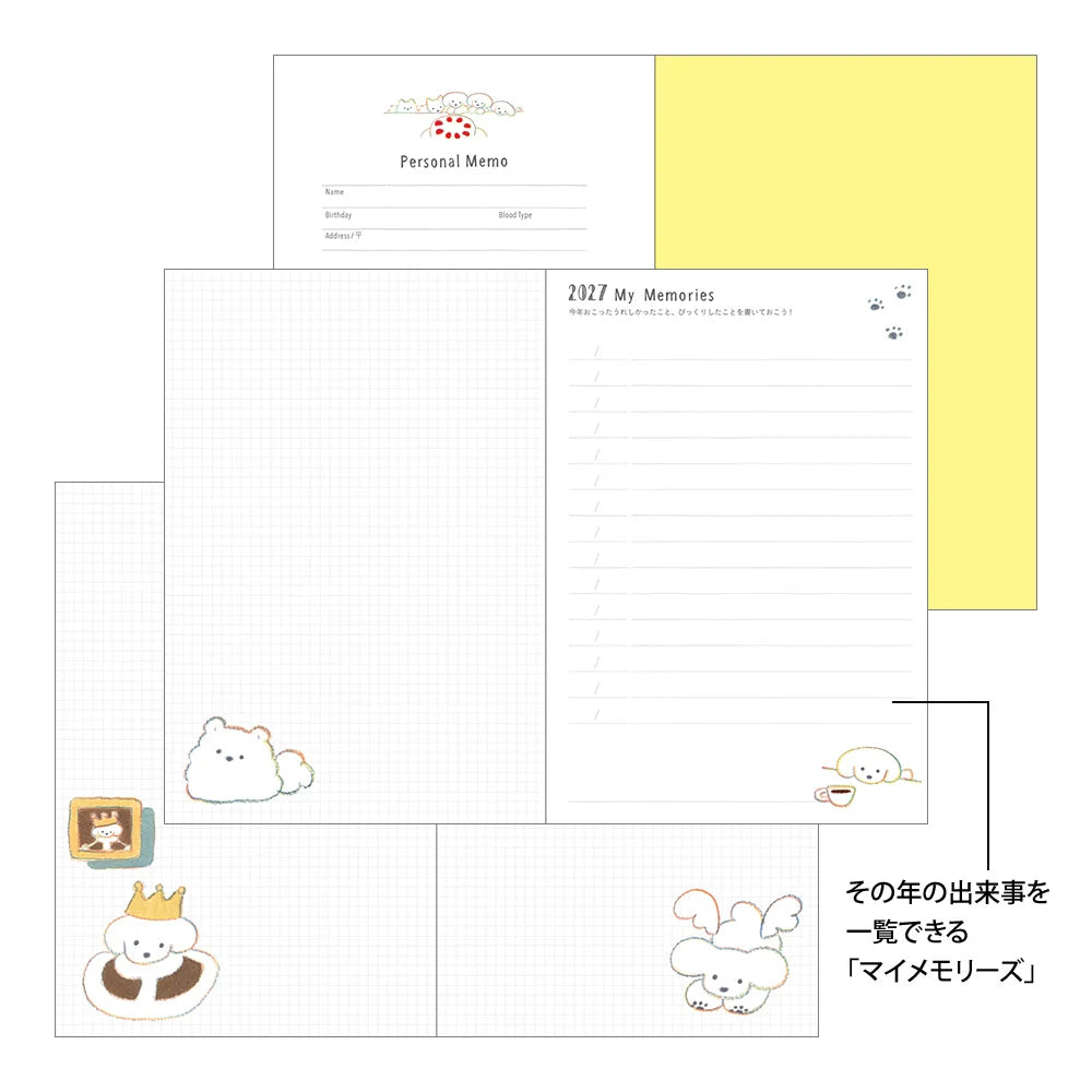 Midori 2027 B6 Pocket Diary - Dog