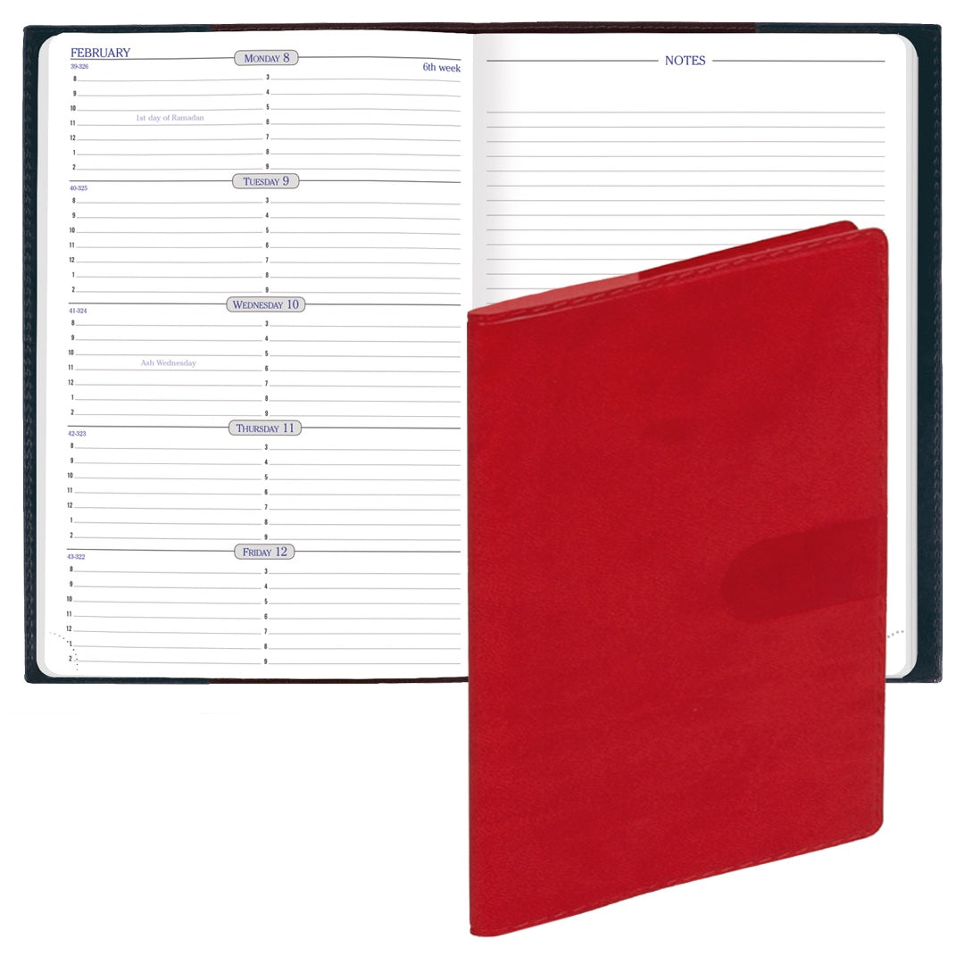 Quo Vadis 2027 Space 24 Weekly Planner with Notes - Texas Red