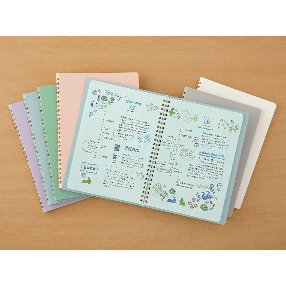 Midori Soft Color A5 Dotted Ring Notebook - Green