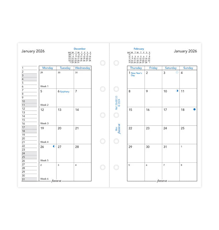 Filofax 2026 Mini Month on Two Pages Planner