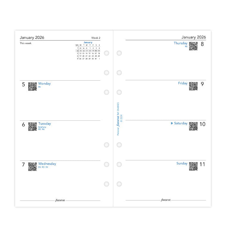 Filofax 2026 Week to View Mon-Sun Planner - English