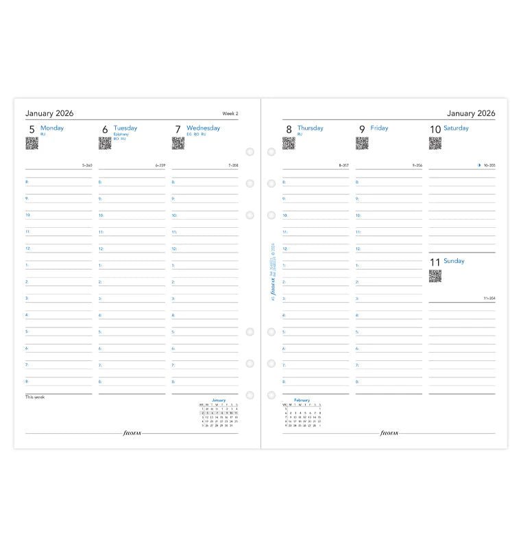 Filofax 2026 Week to View with Appointments Planner - English (A5)