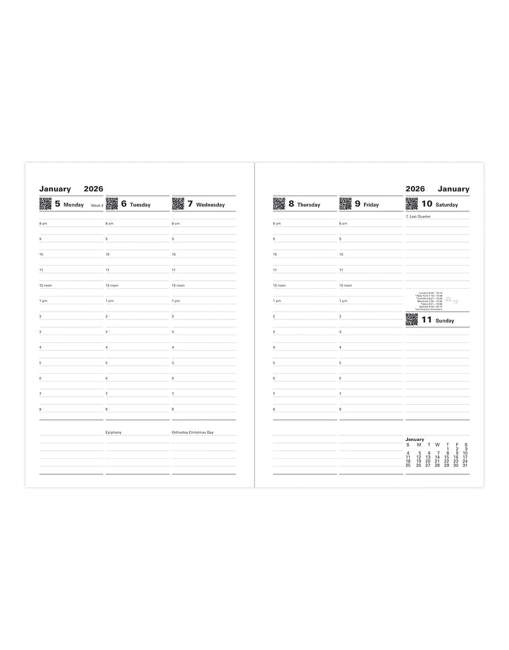 Letts of London 2026 Classic Week to View Planner - Black with Gold Corners (A5)