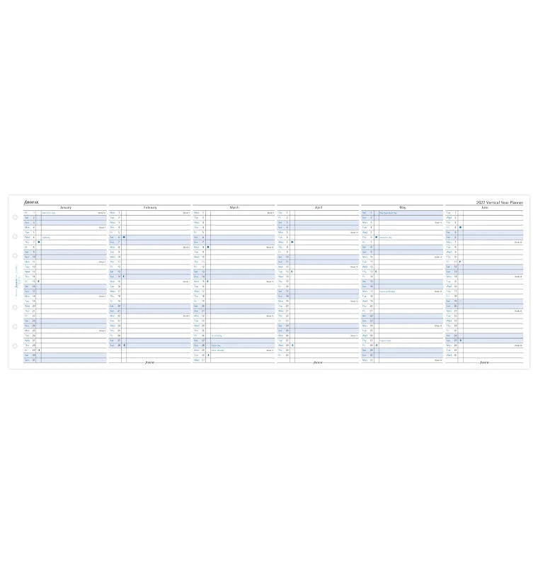 Filofax 2027 Personal Vertical Year Planner - English