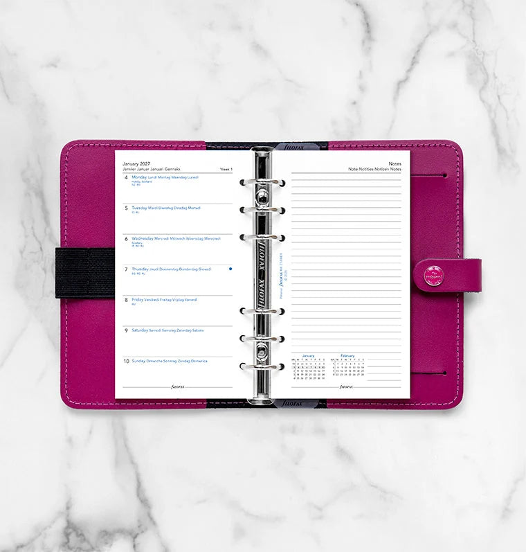 Filofax 2027 Personal Week On One Page Diary with Notes - Multilanguage
