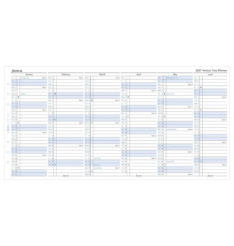 Filofax 2027 A5 Vertical Year Planner - English