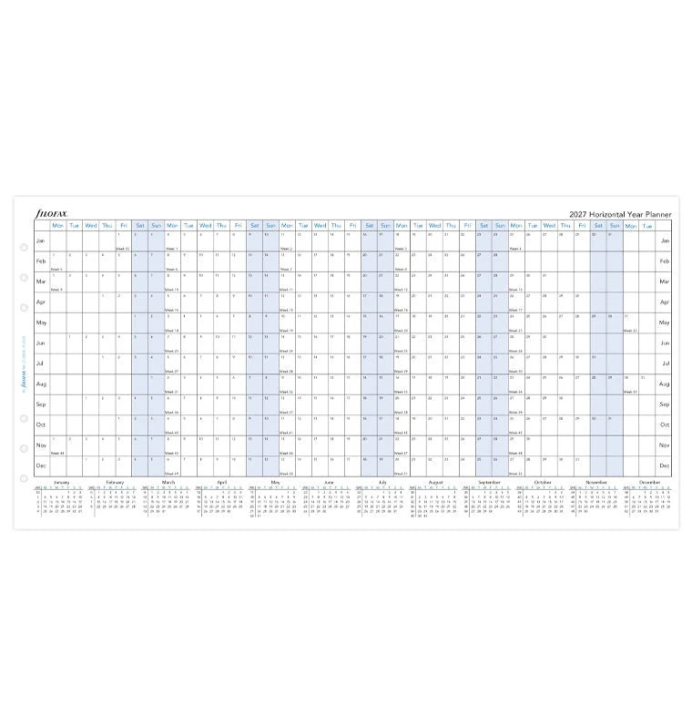 Filofax 2027 A5 Horizontal Year Planner - English