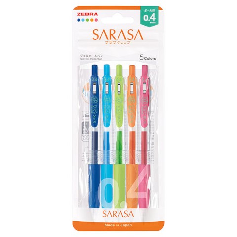 Sarasa Clip .4mm 5 Color Set