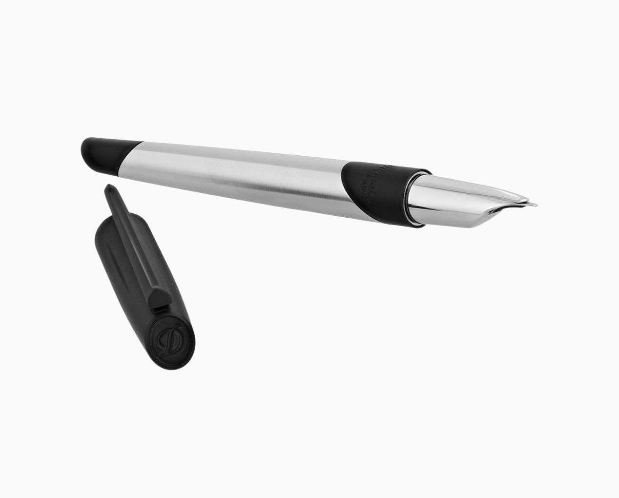 S.T. Dupont Defi Millenium Fountain Pen - Brushed Chrome and Matte Black