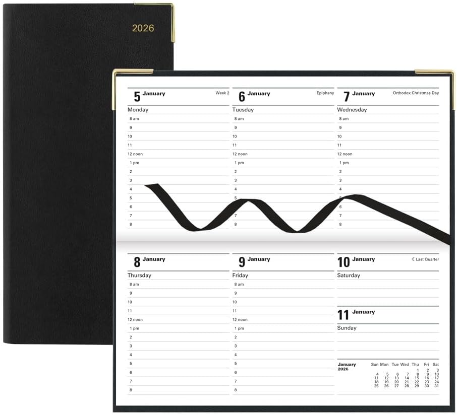 Letts of London 2026 Classic Slim Week to View Planner - Black (Landscape)