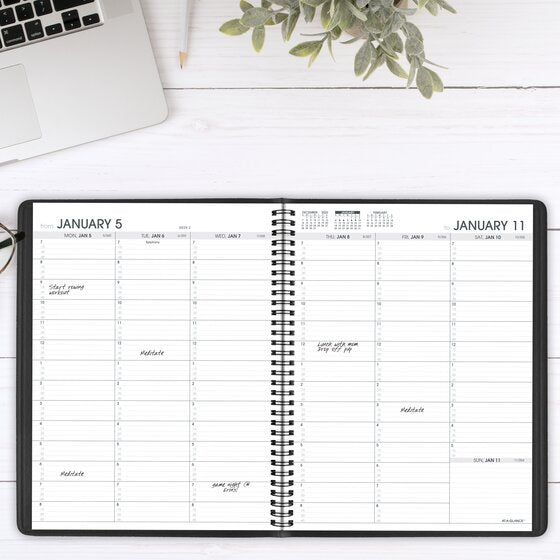 At-A-Glance 2026 Weekly Appointment Book Planner - Black (8 1/4" x 11")