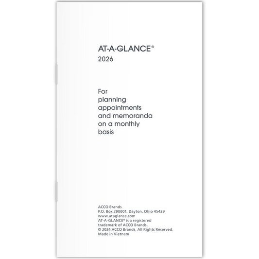 At-A-Glance 2026 Pocket Monthly Planner Refill for 70-064 (3 1/2" x 6")