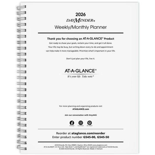 AT-A-GLANCE  2026 DayMinder Executive Weekly Monthly Refill for G545 -  Medium (7 x 8 3/4)