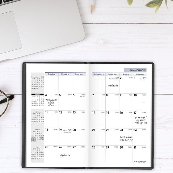 At-A-Glance 2026 DayMinder Pocket Monthly Planner - Black (3 1/2" x 6")