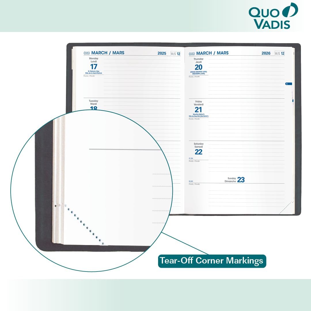 Quo Vadis 2026 Hebdo #56 Bi-Lingual Weekly/Monthly Planner - Texas Bamboo Green