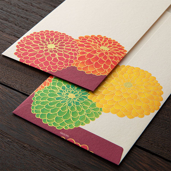 Midori Envelope - Pompon Chrysanthemum (Silk Printing)