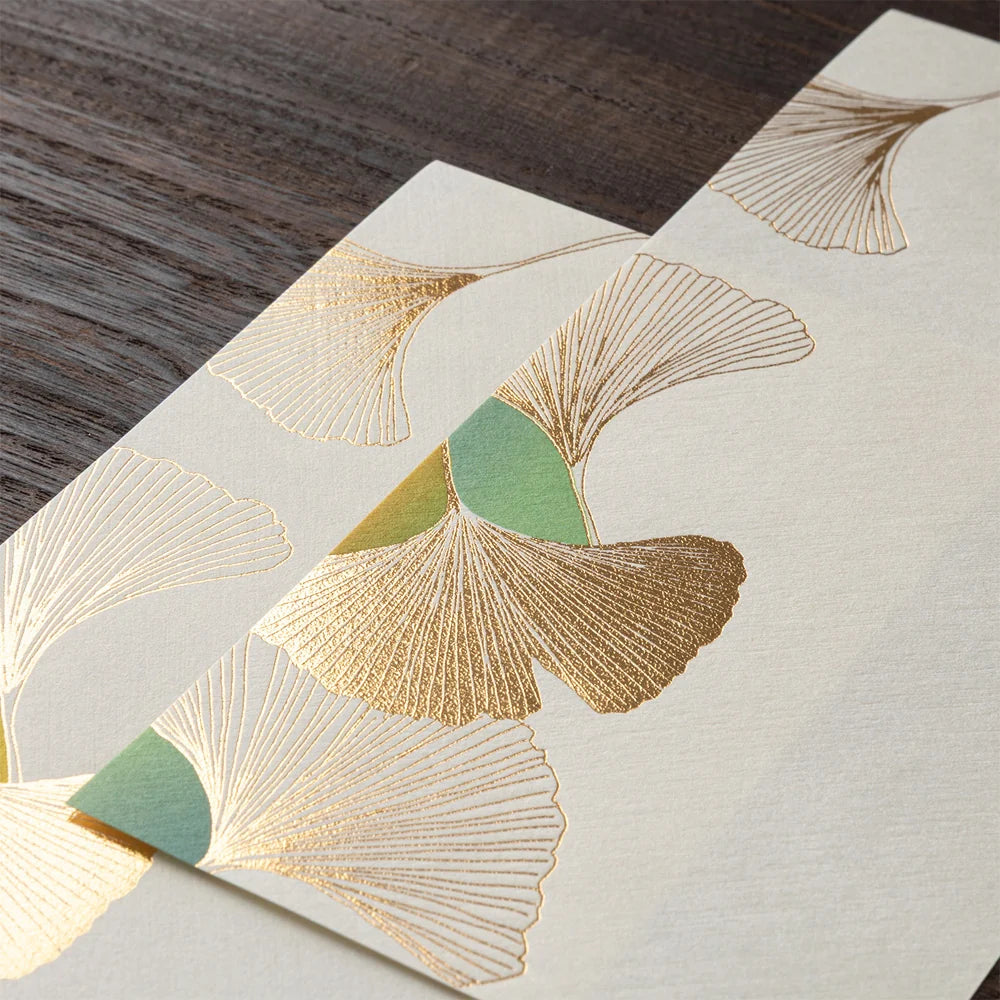 Midori Message Letterpad - Dancing Ginkgo (Foil Stamping)