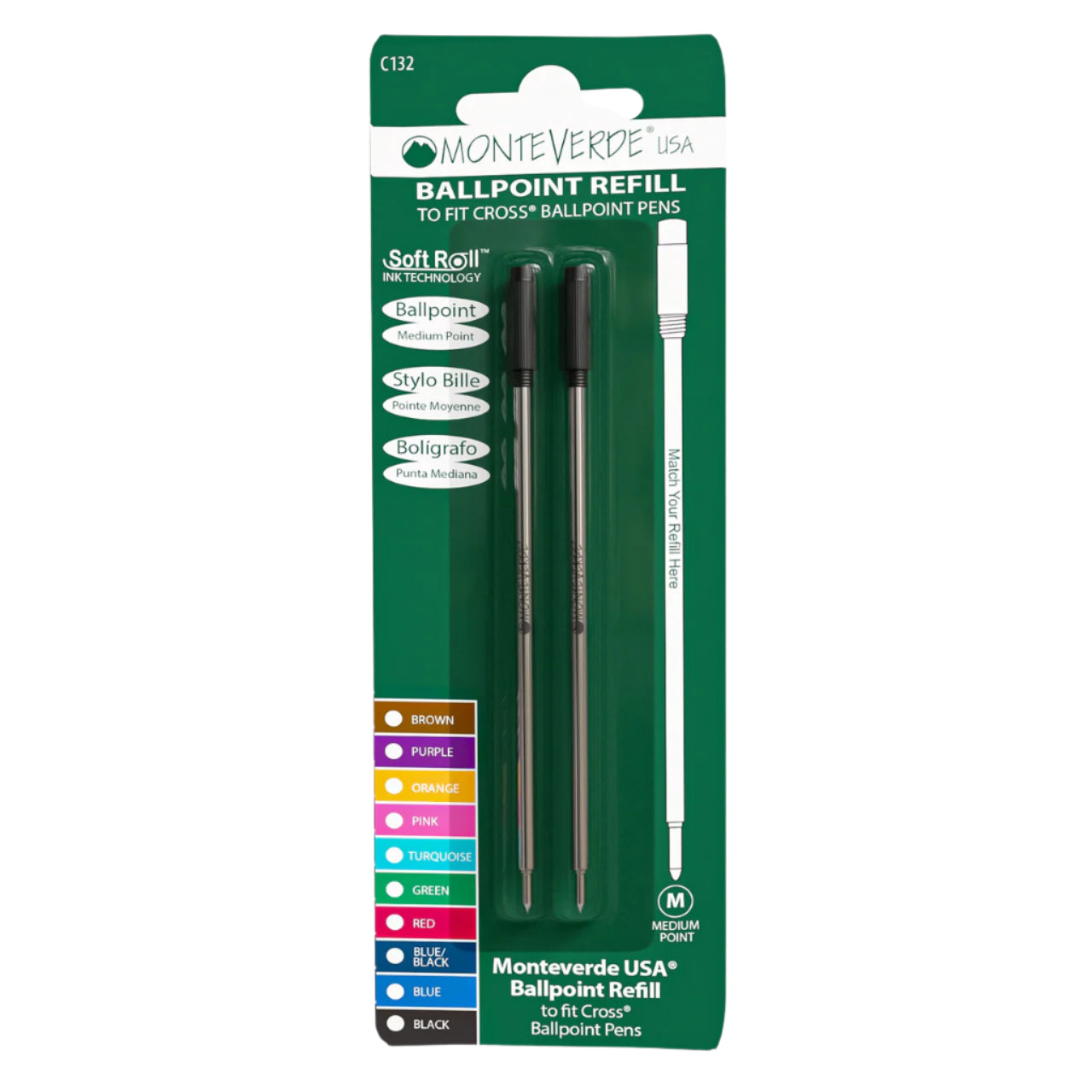 Cross Ballpoint Refills by Monteverde USA® - Green Medium (2 ea)