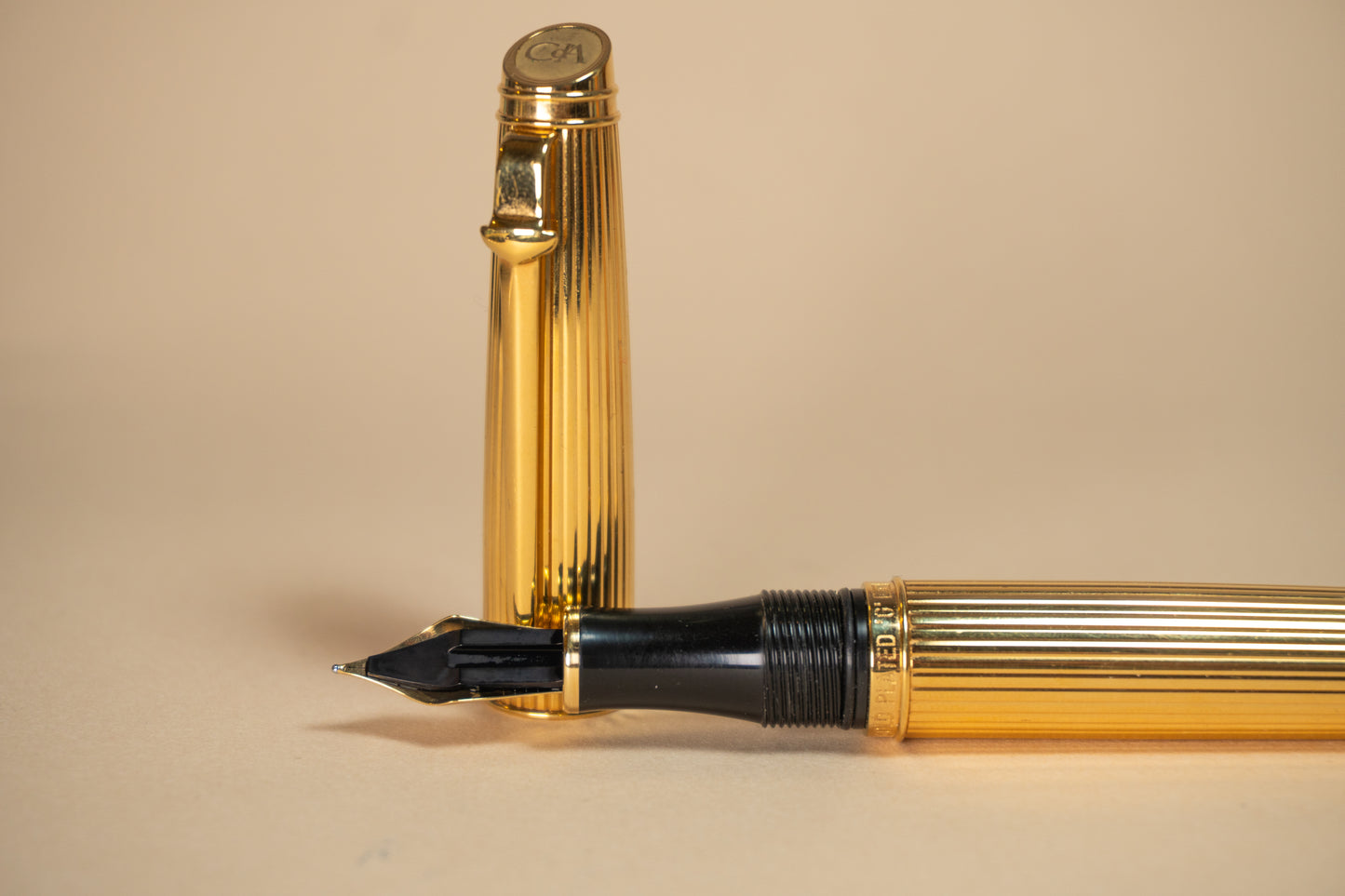 Pre-Owned Caran d'Ache Leman Godron Gold Plated Fountain Pen - Medium
