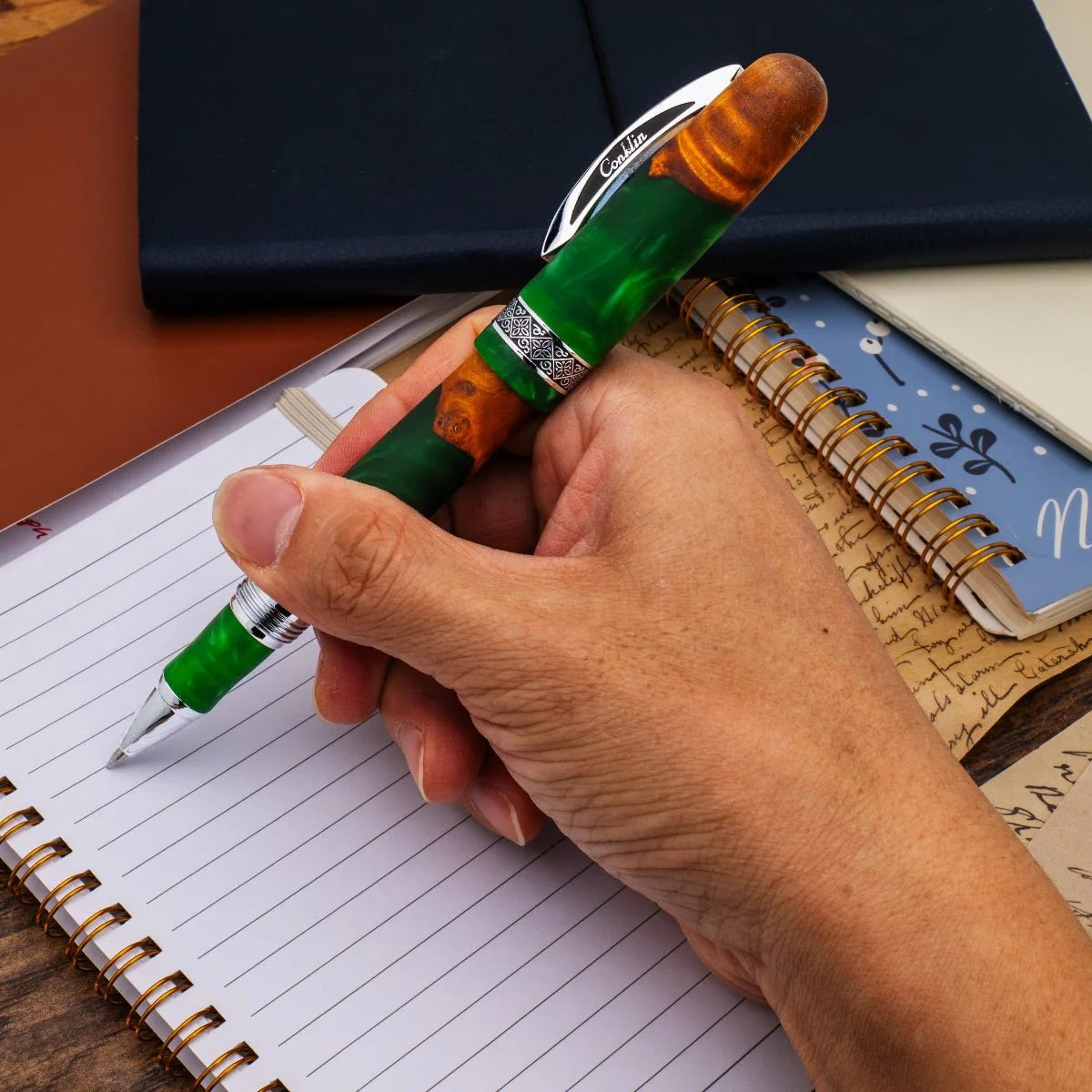 Conklin 1898 Spectra Fusion Rollerball - Green with Chrome Trim (Limited Edition)