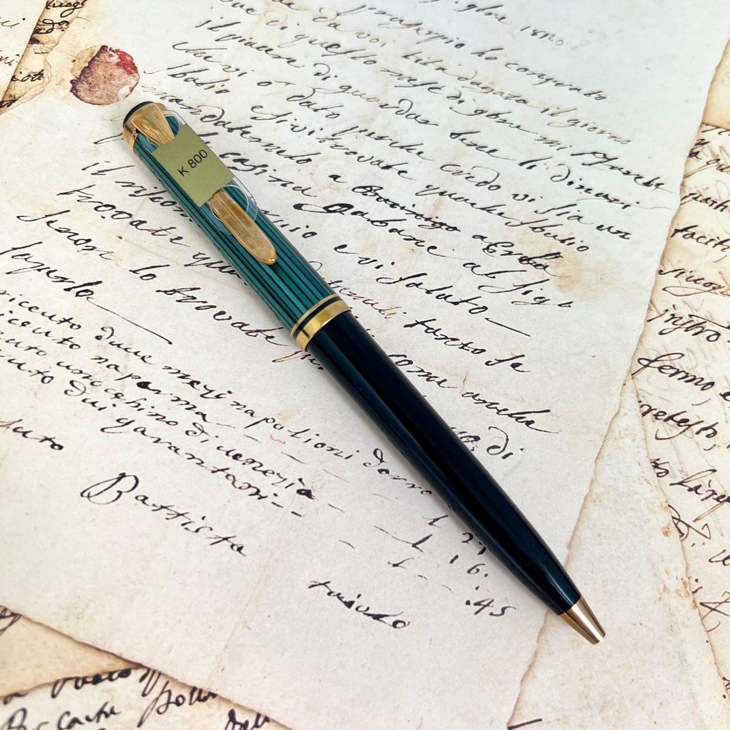 Pre-Owned Pelikan K800 Green Stripe Ballpoint Pen