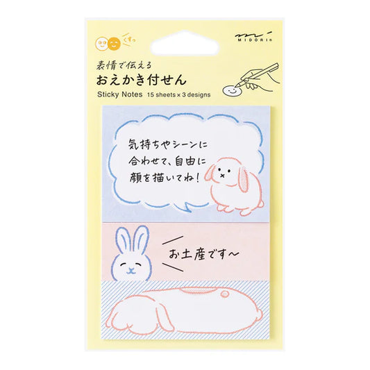 Midori Sticky Notes - Drawing Rabbit