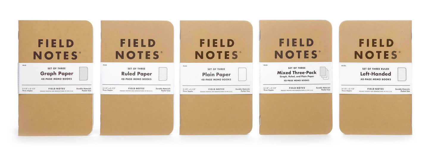 Field Notes Original Notebook - Left Handed Ruled (3-Pack)