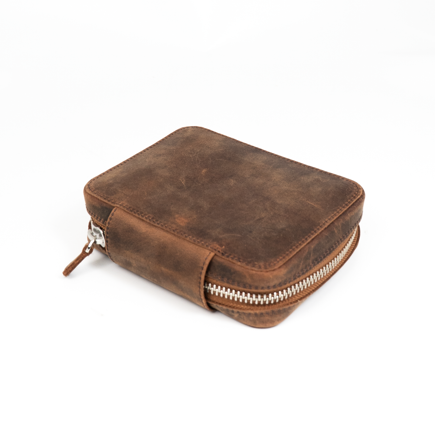 Galen Leather 10 Slot Zippered Pen Case - Havana Brown