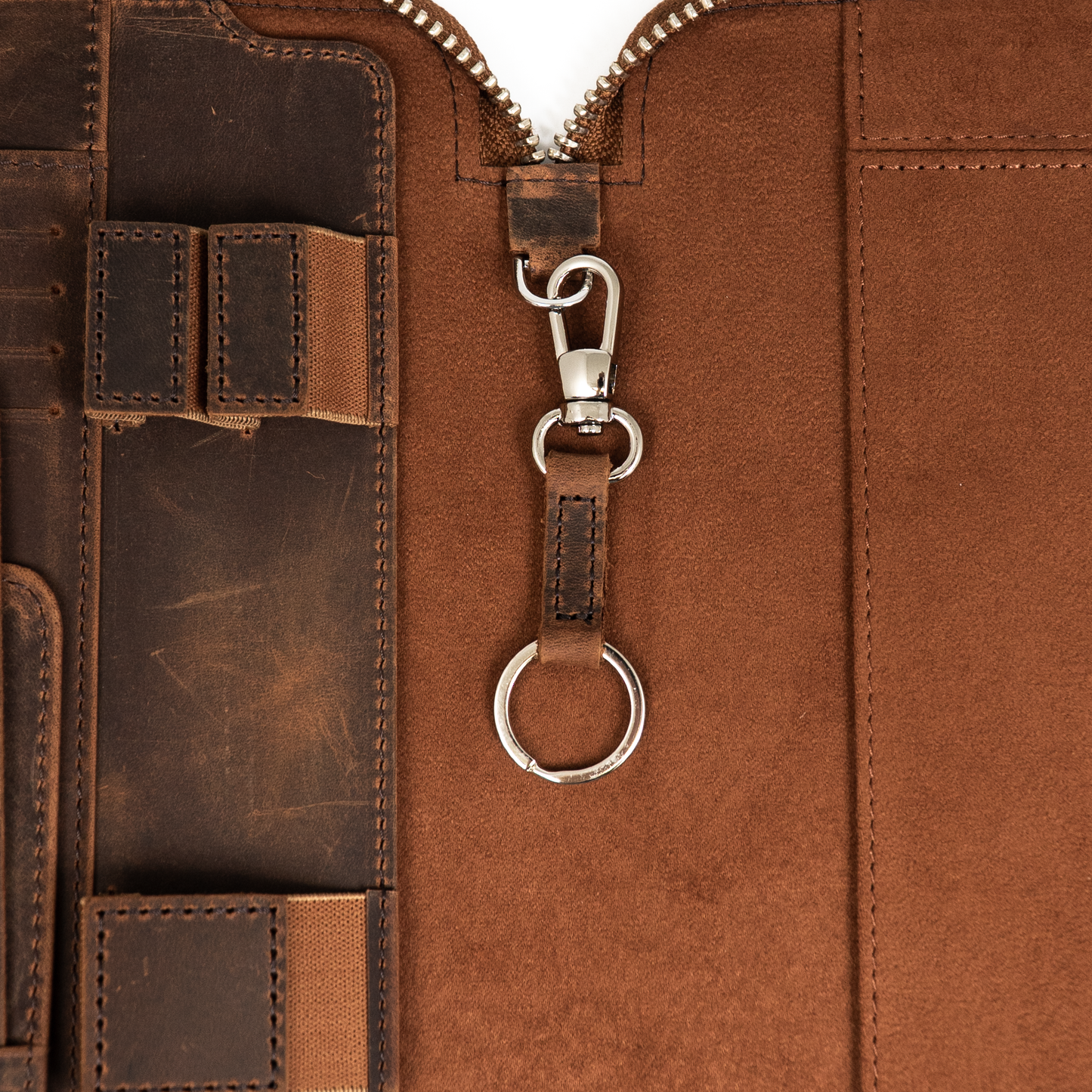 Galen Leather A5 Zippered Notebook Folio - Havana Brown