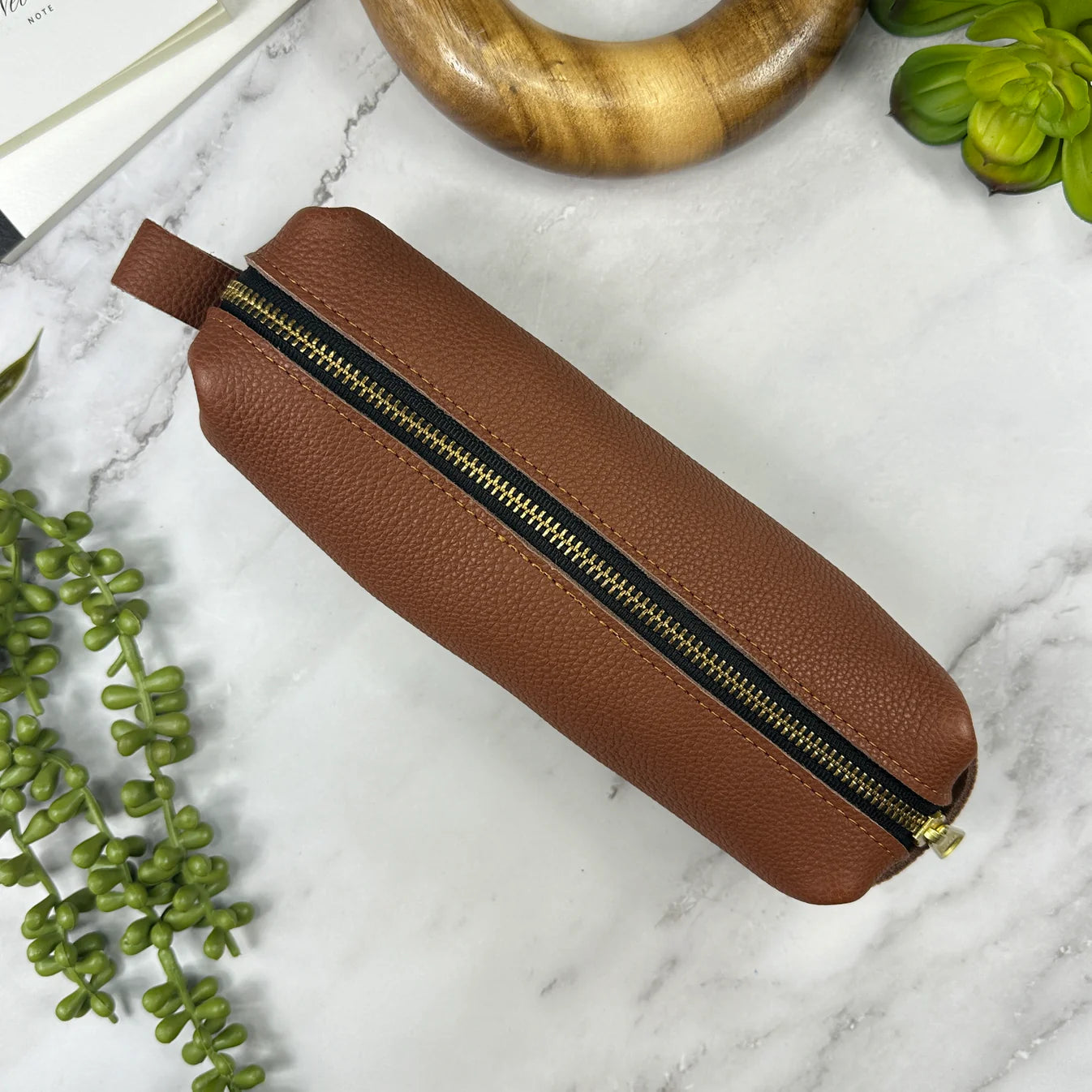 Girologio Pen Case - Rustic Saddle (Zippered Leather)