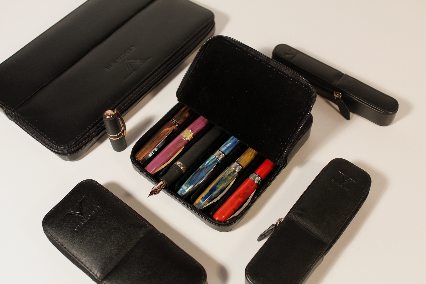 Visconti Classic Leather 2 Pen Pouch - Black