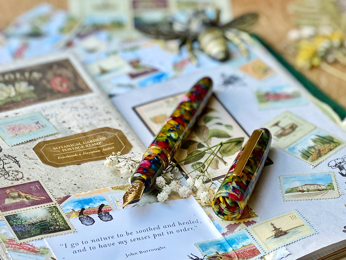 Esterbrook Estie Piston Fountain Pen - Botanical Gardens with Gold Trim (Button Fill)