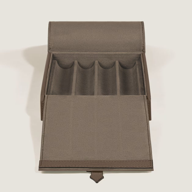 Montblanc Grain Leather 4-Slot Travel Box - Noisette