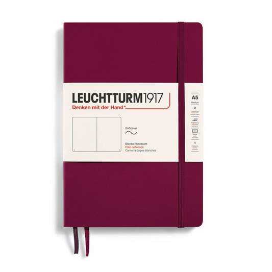 Leuchtturm1917 A5 Medium Softcover Plain Notebook - Port Red (Discontinued)