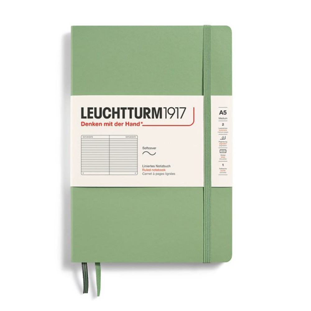 Leuchtturm1917 A5 Medium Softcover Ruled Notebook - Sage