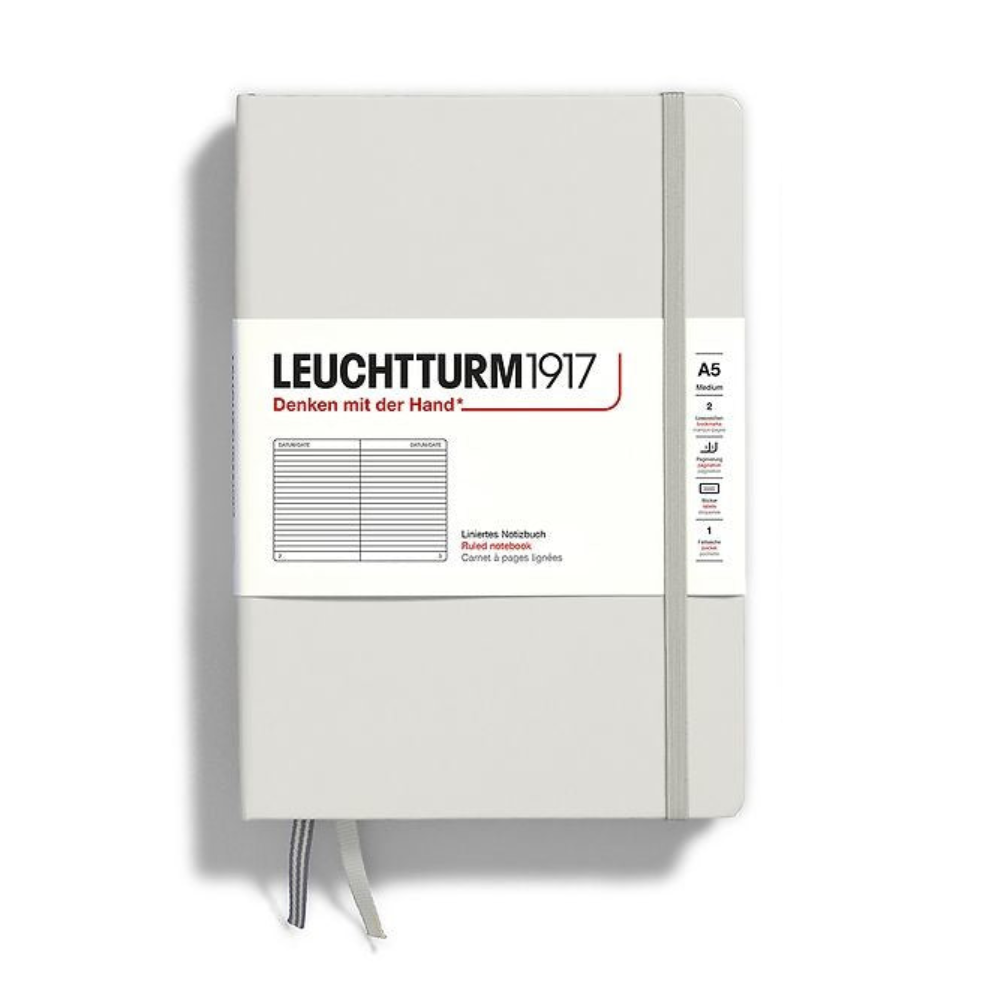 Leuchtturm1917 A5 Medium Hardcover Ruled Notebook - Light Grey