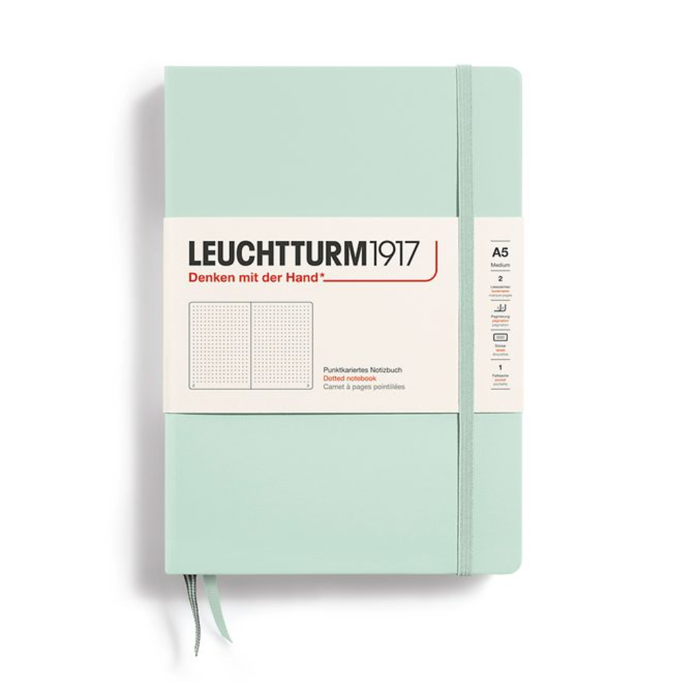 Leuchtturm1917 A5 Medium Hardcover Dotted Notebook - Mint Green