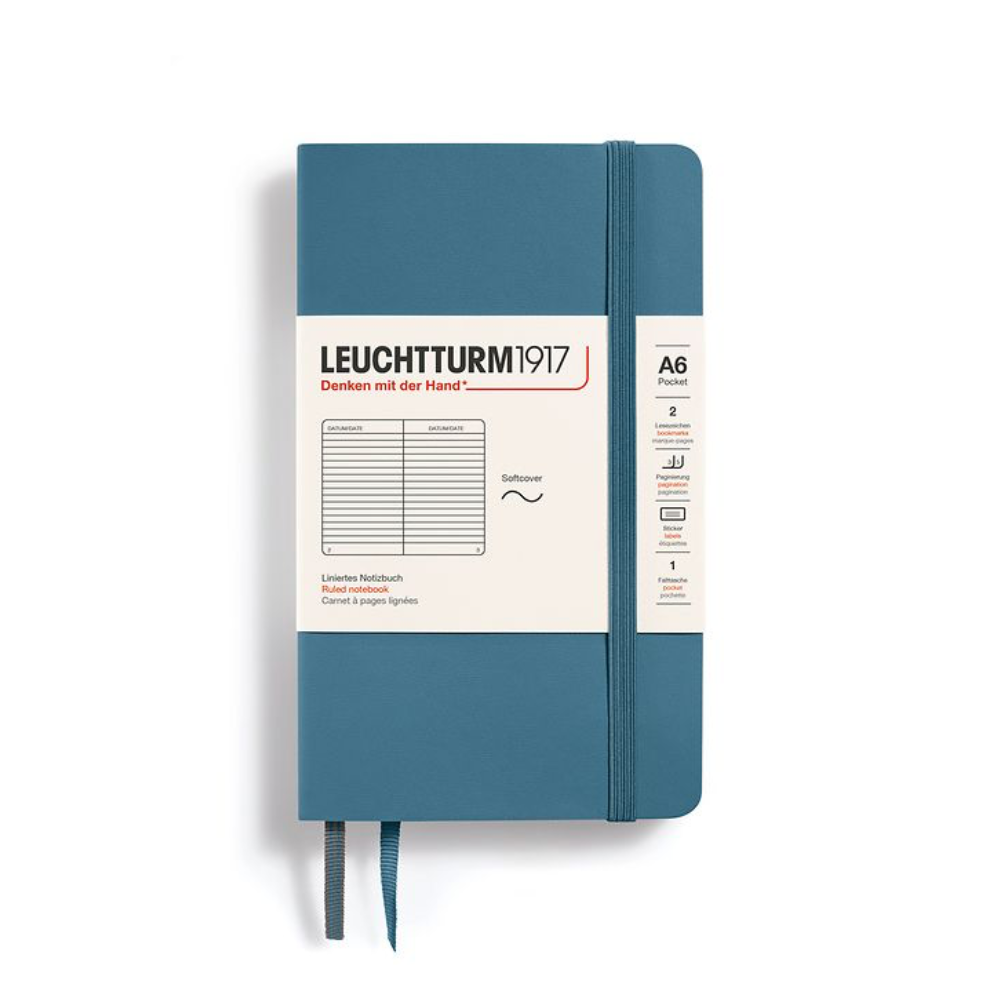 Leuchtturm1917 A6 Pocket Softcover Ruled Notebook - Stone Blue