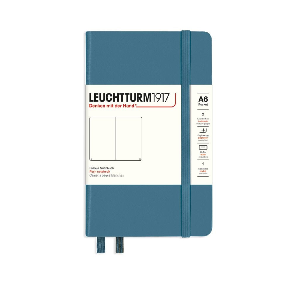 Leuchtturm1917 A6 Pocket Hardcover Plain Notebook - Stone Blue