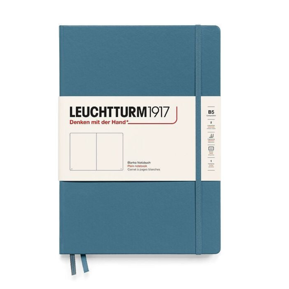 Leuchtturm1917 Composition B5 Hardcover Plain Notebook - Stone Blue