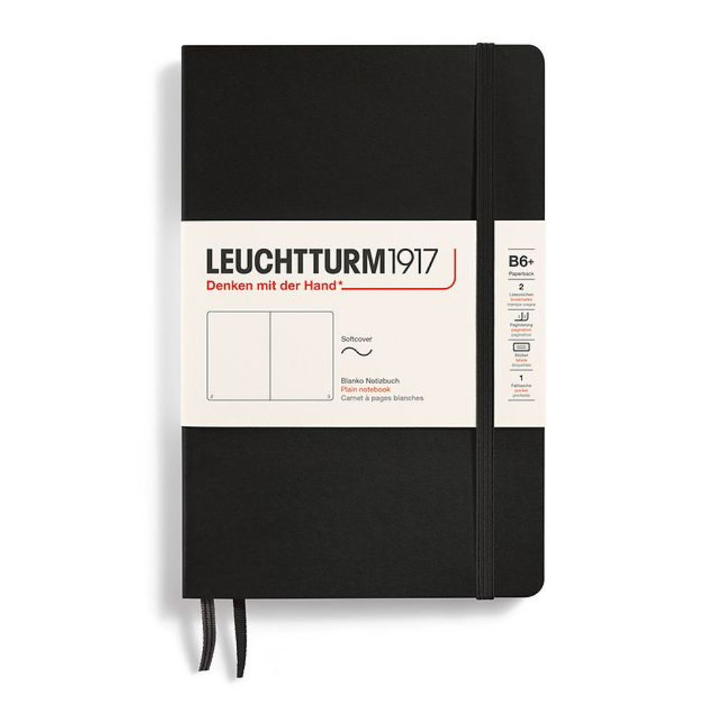 LEUCHTTURM1917 B6+ ノート 4冊セット Leuchtturm1917 B6+ Paperback Softcover Plain Notebook - Black