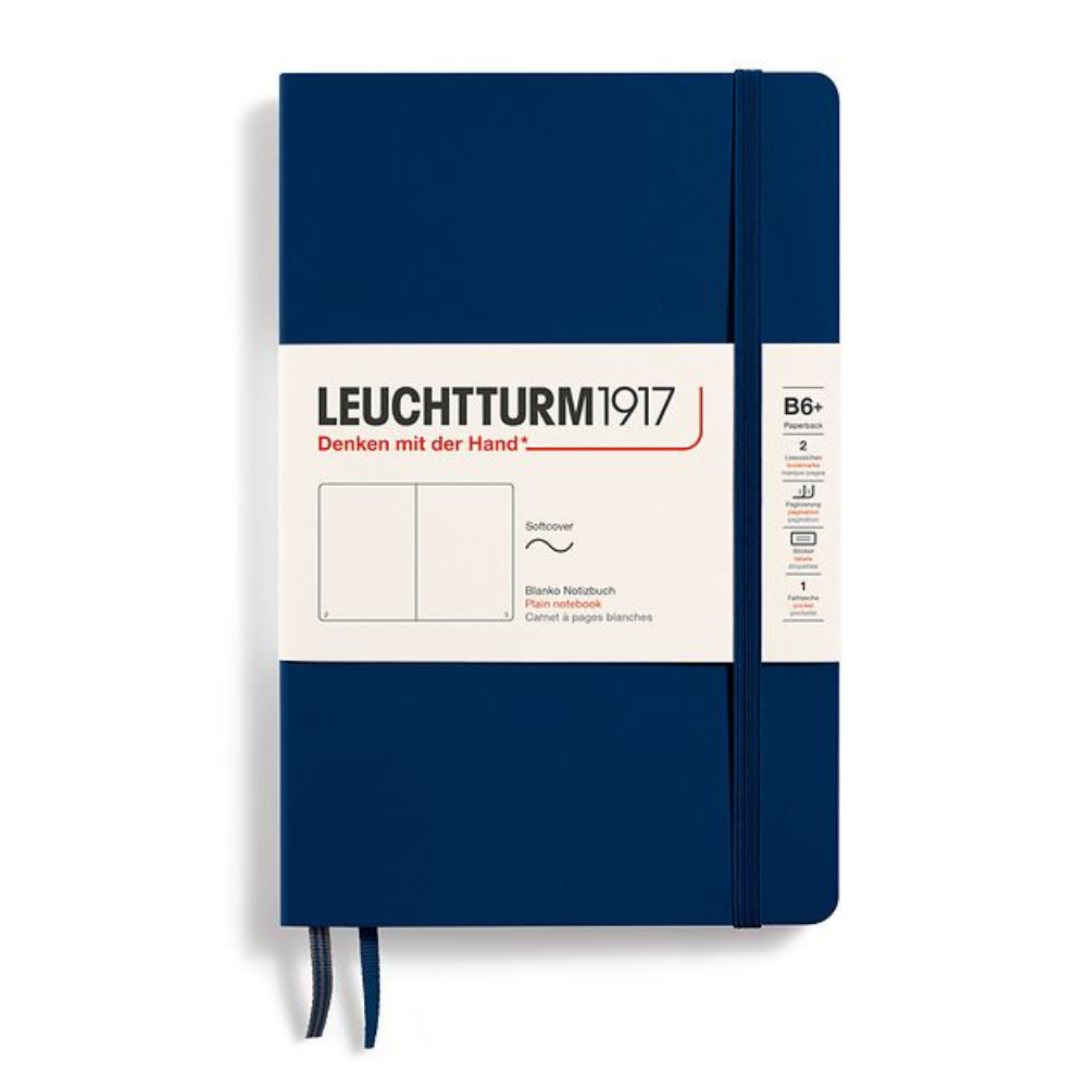 Leuchtturm1917 B6+ Paperback Softcover Plain Notebook - Navy