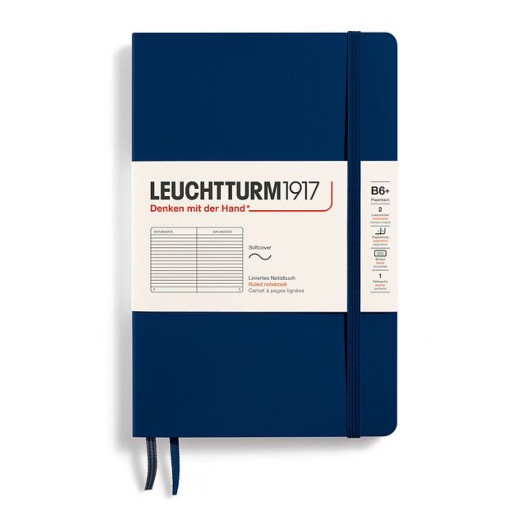 Leuchtturm1917 B6+ Paperback Softcover Ruled Notebook - Navy